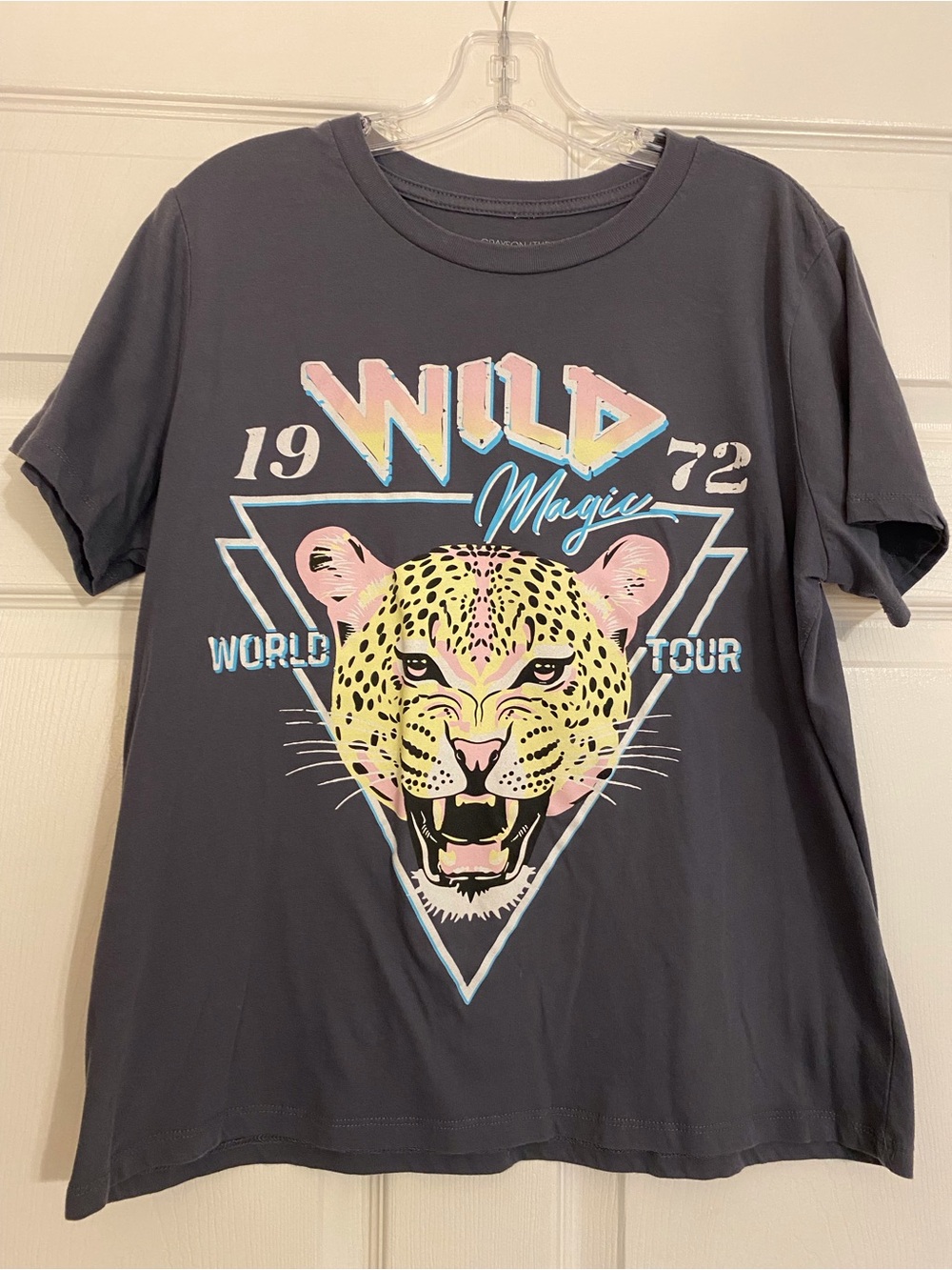 Grayson Threads Charcoal Tee with Pastel Leopard Graphic